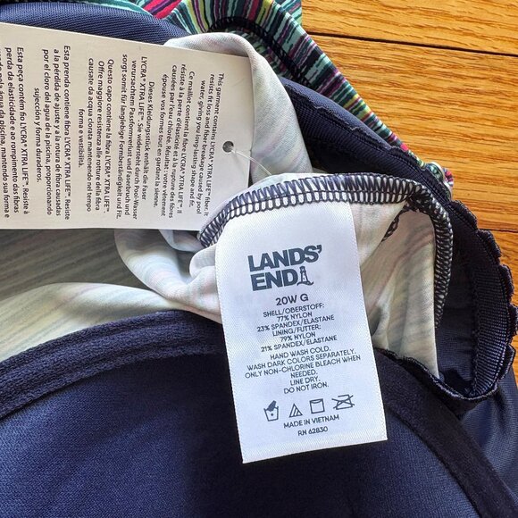 NWT Lands End Square Neck Underwire Tankini Swim Top in Navy Space Dye Size 20W - Picture 9 of 9